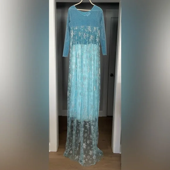 Adult Elsa Frozen Dress Costume - Picture 6 of 11